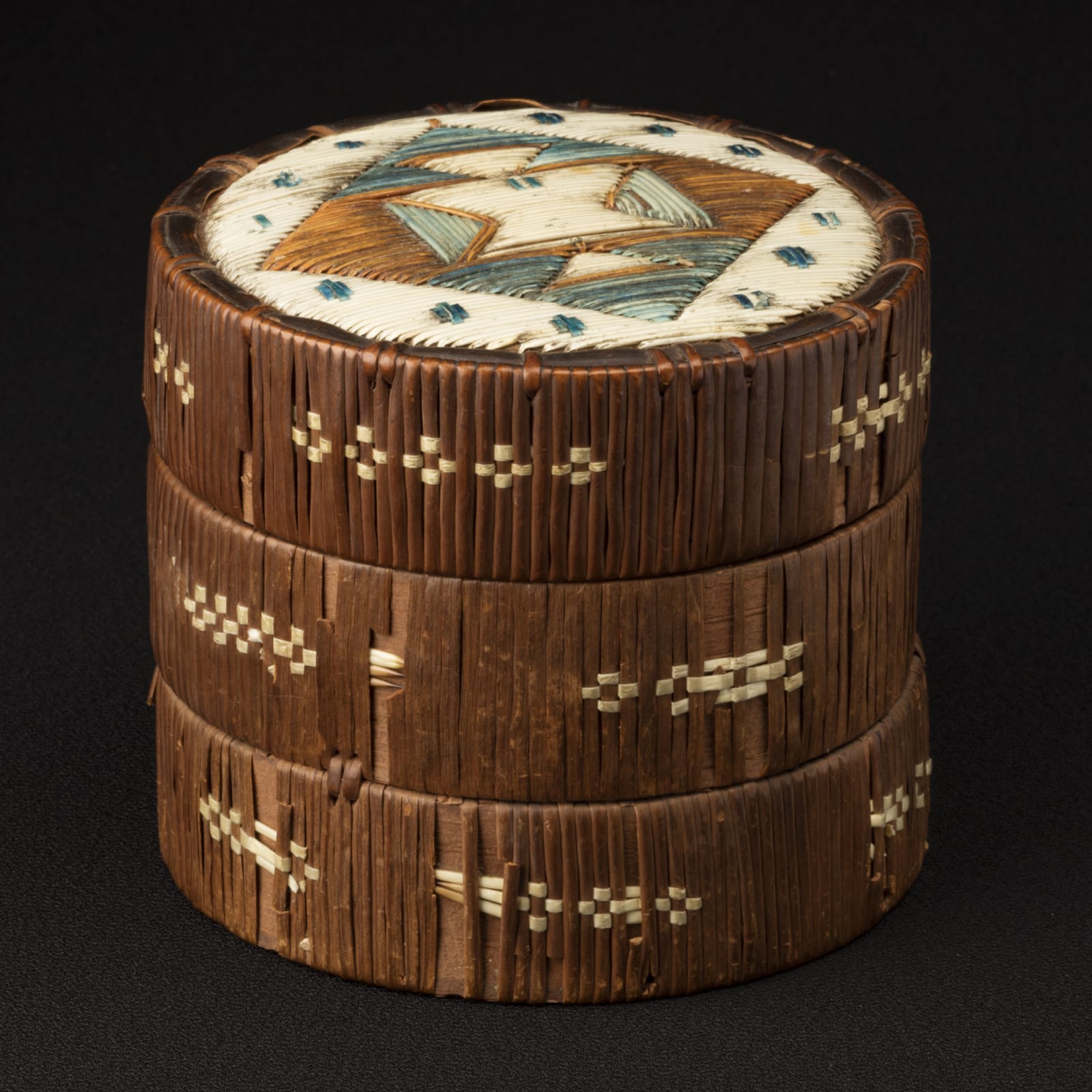 UNIDENTIFIED MI'KMAQ ARTIST, Quill Box, c. 1860s or somewhat later