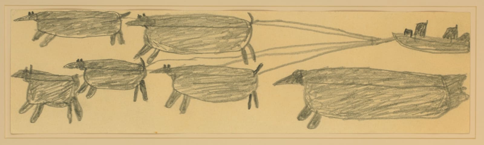 PARR (1893-1969) KINNGAIT (CAPE DORSET), Untitled Drawing (Hunter with Dog Team and Seal), c. 1961-2