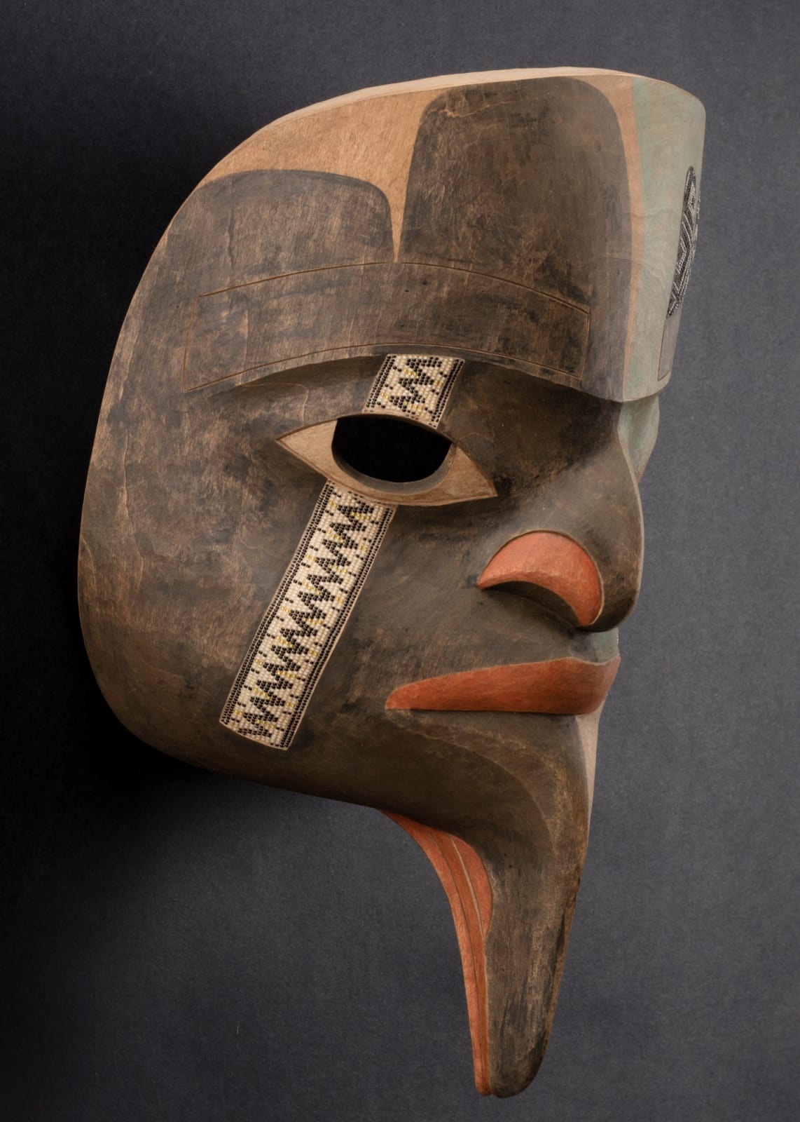 SCOTT JENSEN and COURTNEY LIPSON, NON-INDIGENOUS, EACH ADOPTED TLINGIT, "Raven Paints His Face" Mask, 2013