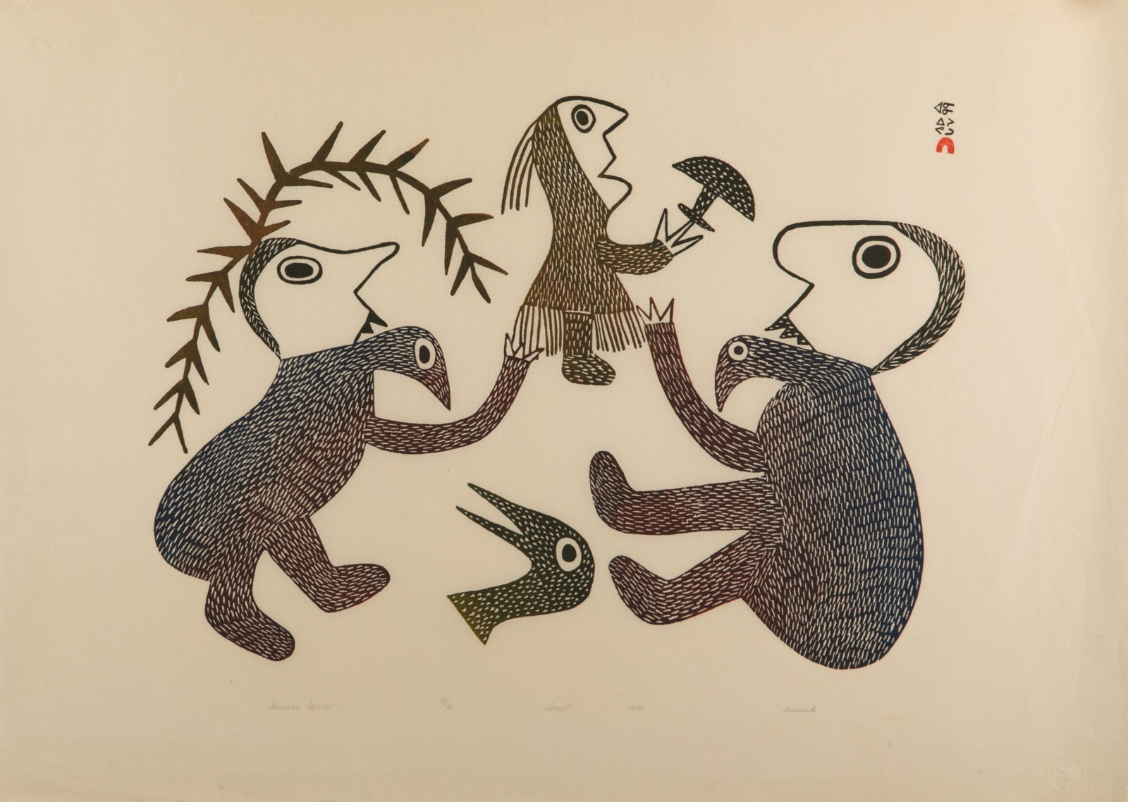 ANIRNIK OSHUITOQ (1902-1983) KINNGAIT (CAPE DORSET), Shamans Dances, 1972 #44