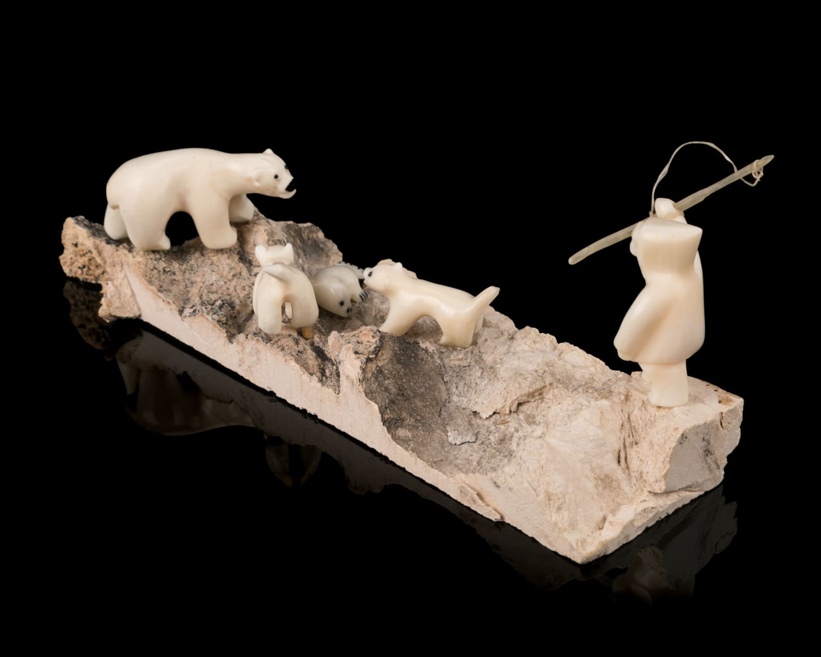 EMILY PANGNERK ILLUITOK (1943-2012) ARVILIQJUAQ (PELLY BAY), First to the Feast: Hunter, Dogs, Polar Bear, and Seal, 1980s