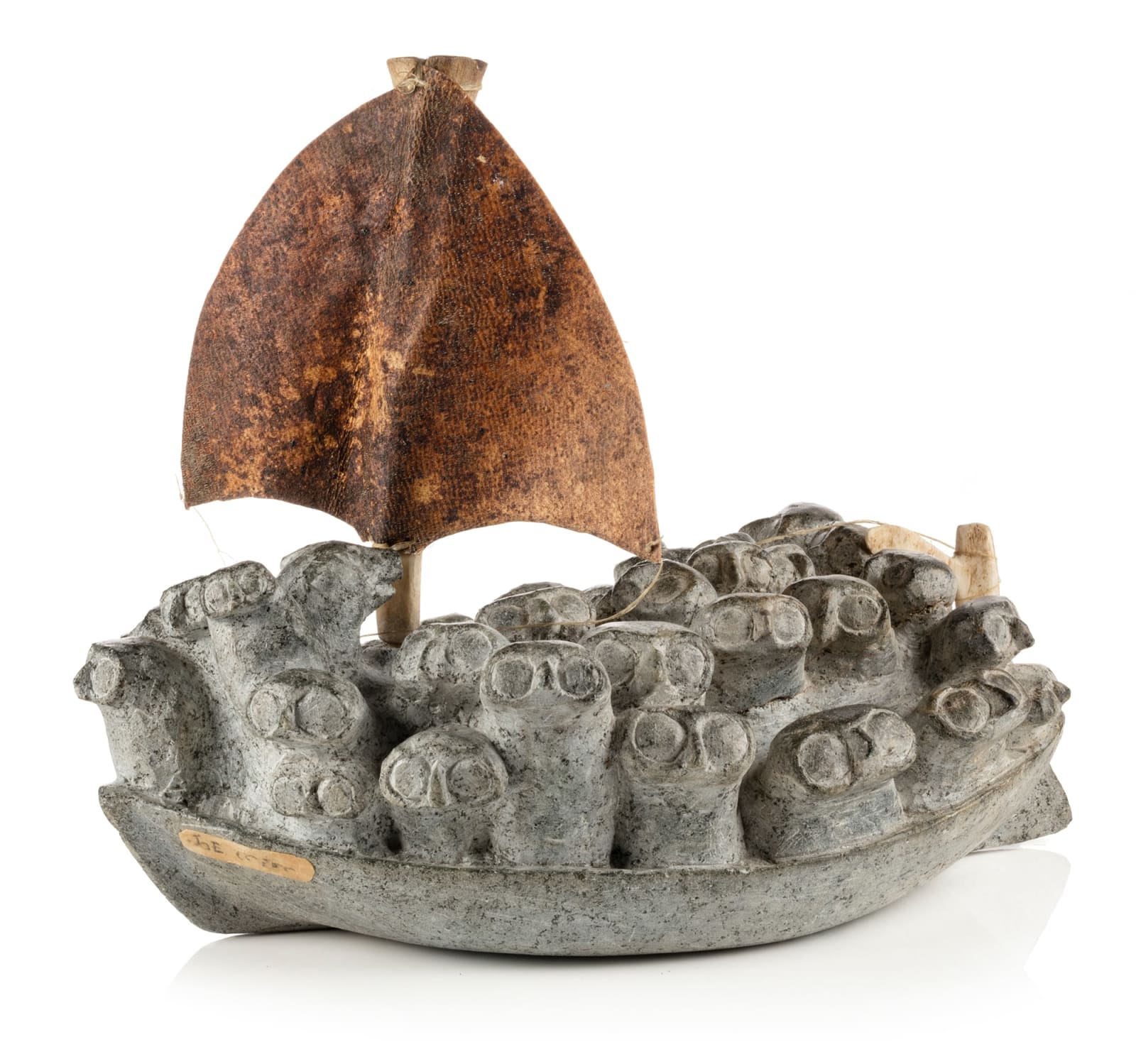 JOE TALIRUNILI (1893-1976) PUVIRNITUQ (POVUNGNITUK), Migration Boat with Owls and Dog, c. 1966-67