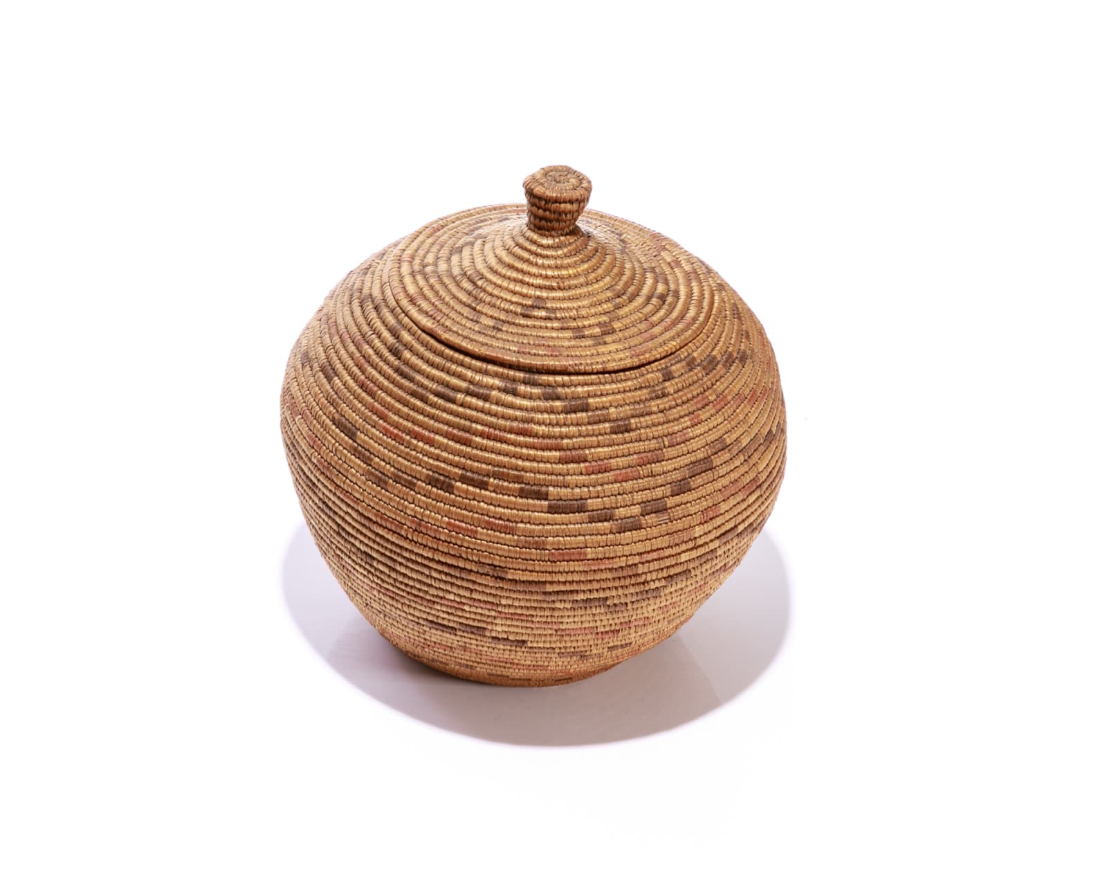 UNIDENTIFIED MAKER, ALASKAN, Circular Basket with Coiled Knop, early 20th century