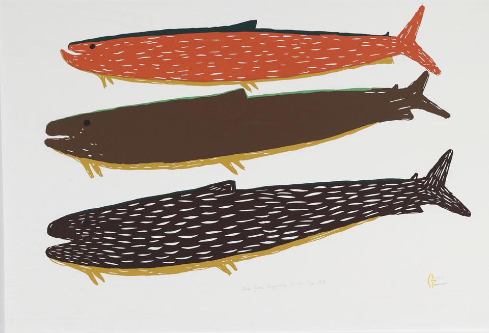 LUKE ANGUHADLUQ (1895-1982) QAMANI’TUAQ (BAKER LAKE), Three Fishes, 1976 #17