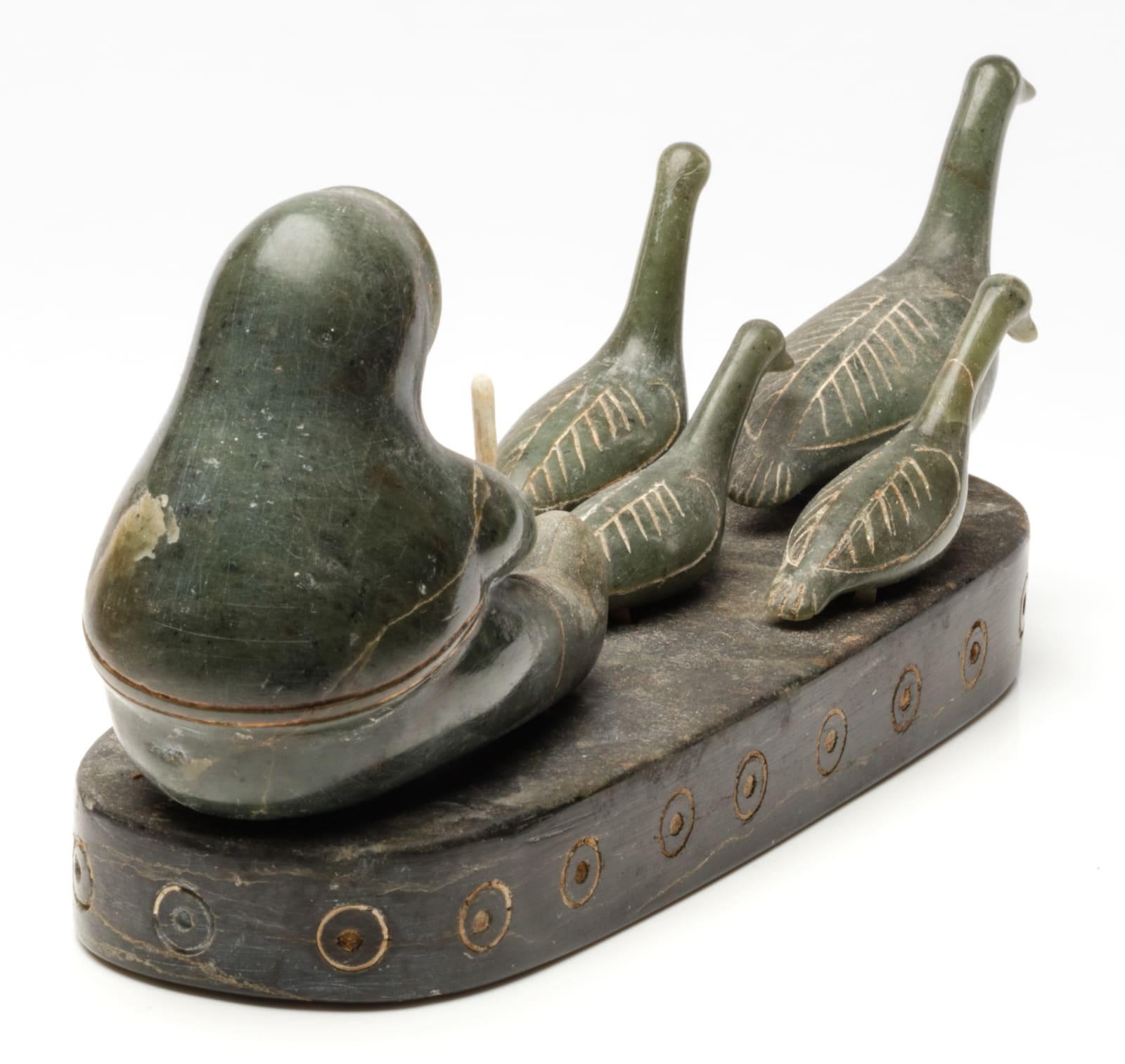 UNIDENTIFIED INUIT ARTIST, PROBABLY KUUJJUARAAPIK (GREAT WHALE RIVER), Hunter And Birds, early 1950s