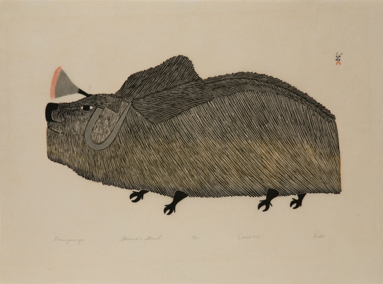 PUDLO PUDLAT (1916-1992) KINNGAIT (CAPE DORSET), Umingmunga, 1978 #65