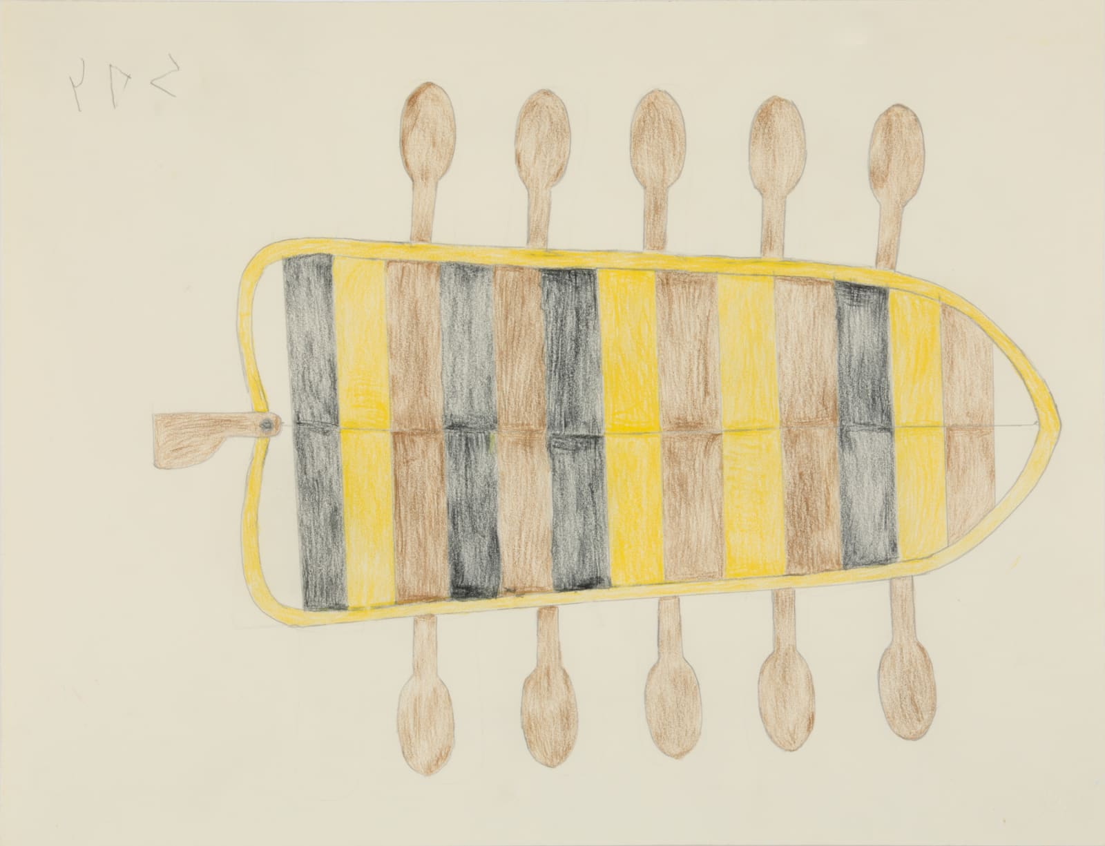 SHEOJUK ETIDLOOIE (1932-1999) KINNGAIT (CAPE DORSET), Untitled (Aerial View of a Boat), 1998-9