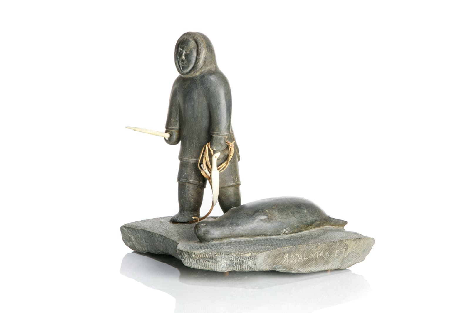 SIMONEE AUPALUKTAQ (1906-D) IQALUIT (FROBISHER BAY, Hunter with Captured Seal, early/mid 1960s