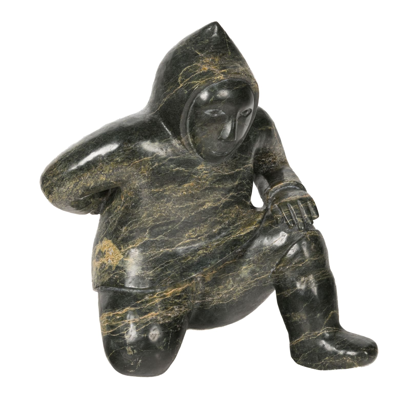 OVILOO TUNNILLIE, R.C.A. (1949-2014) KINNGAIT (CAPE DORSET), Man Preparing for Pulling Game, 1990s