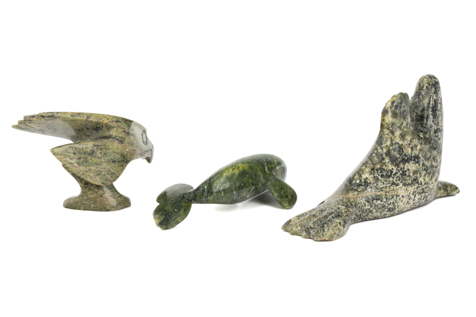 ALASHUA SHARKY (1973-), MARY RAGEE, and NOAH NOWDLAK (1964-) KINNGAIT (CAPE DORSET), Three Arctic Animals, c. 1990s / 2000s