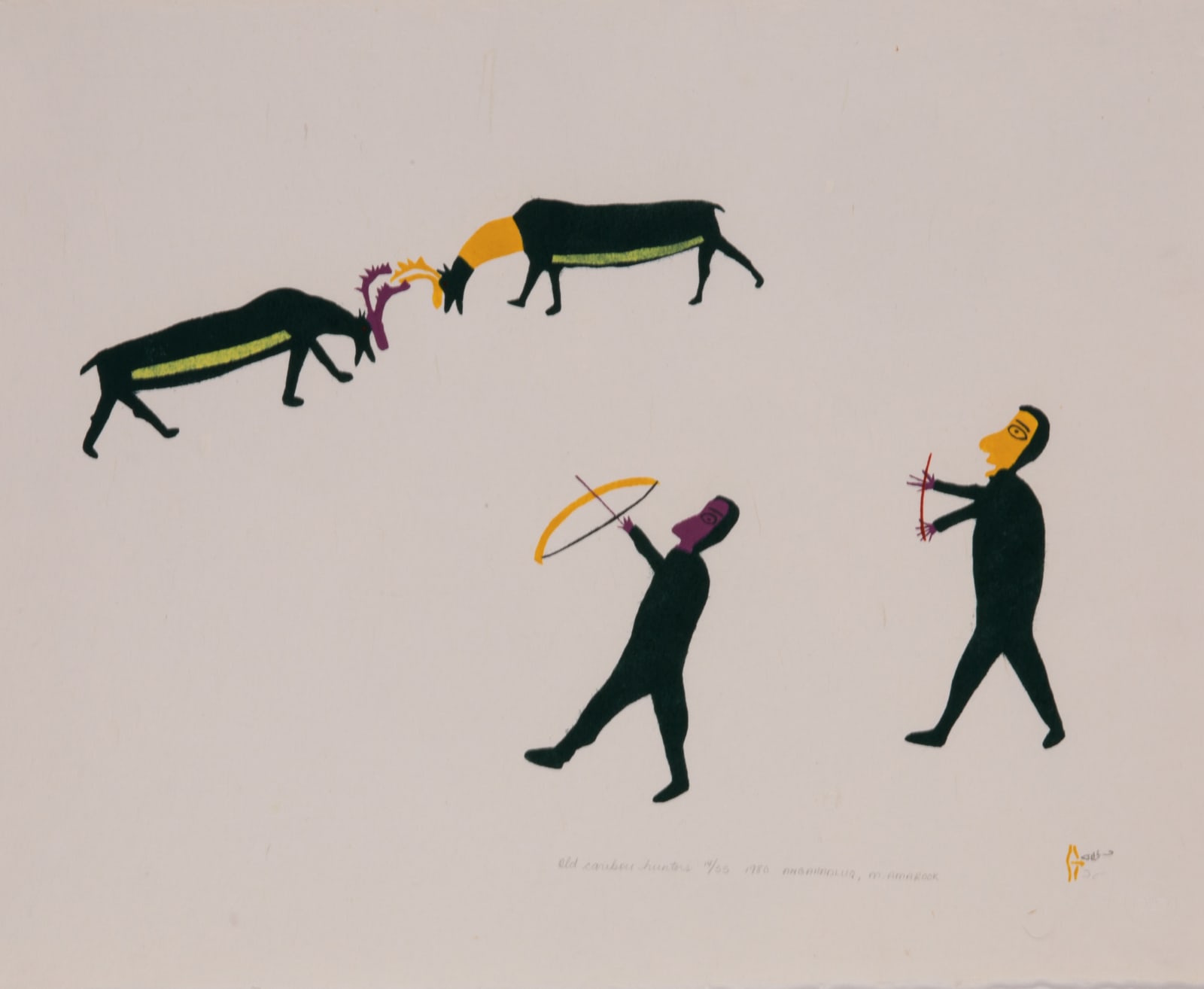 LUKE ANGUHADLUQ (1895-1982) QAMANI’TUAQ (BAKER LAKE), Old Caribou Hunters, 1980 #3