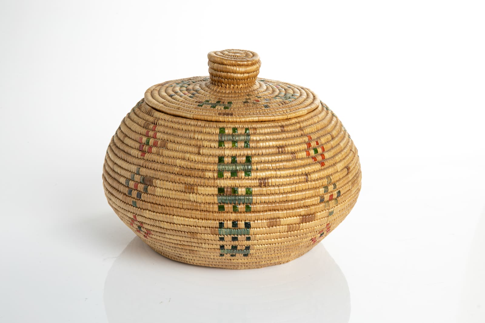 UNIDENTIFIED MAKER, YUP'IK, WESTERN ALAKSA, Lidded Coiled Basket , late 19th century