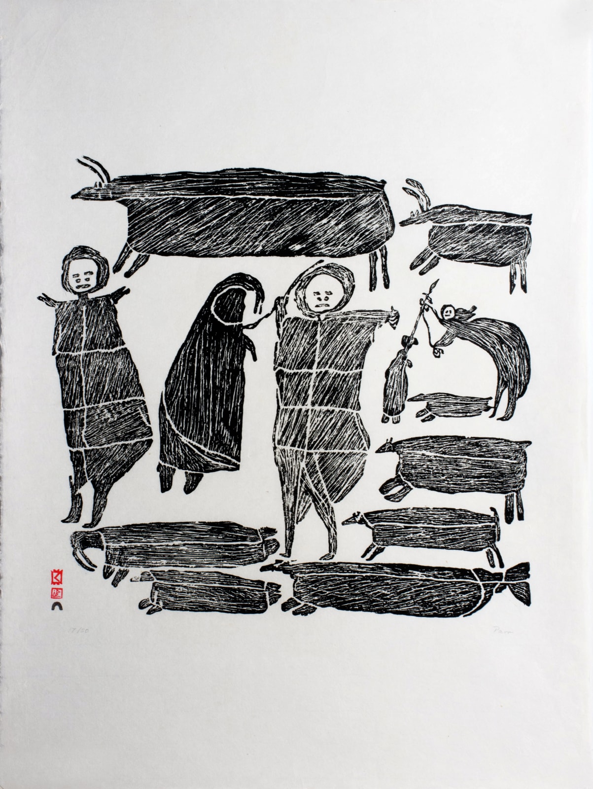 PARR (1893-1969) KINNGAIT (CAPE DORSET), The Hunters, 1962 #70