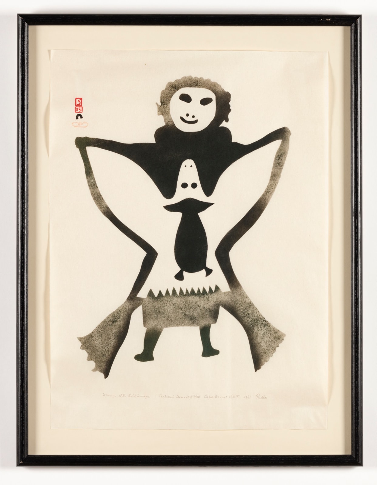 PUDLO PUDLAT (1916-1992) KINNGAIT (CAPE DORSET), Woman with Bird Image, 1961 #14