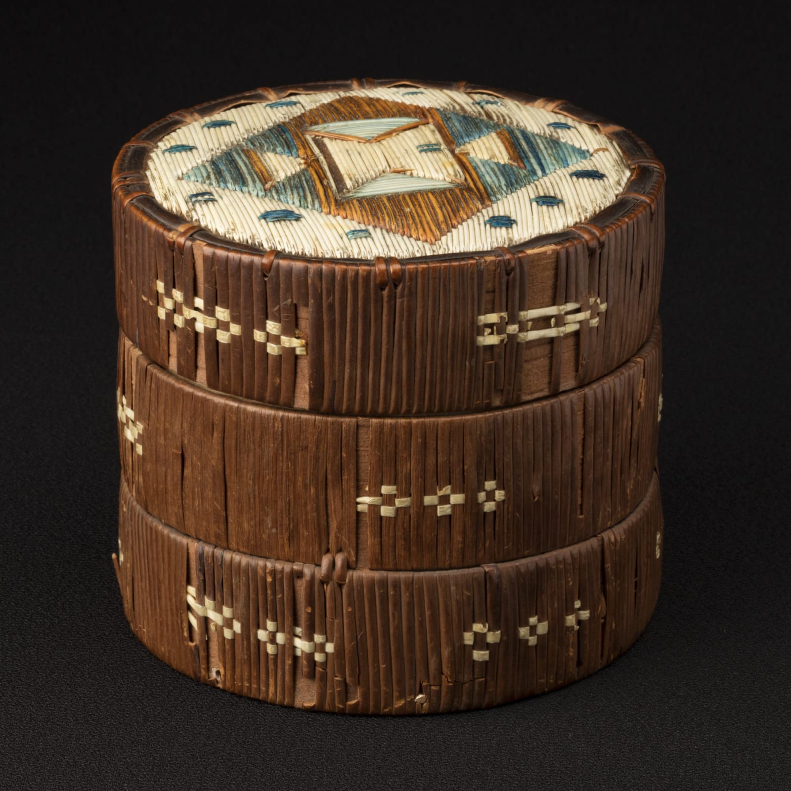 UNIDENTIFIED MI'KMAQ ARTIST, Quill Box, c. 1860s or somewhat later