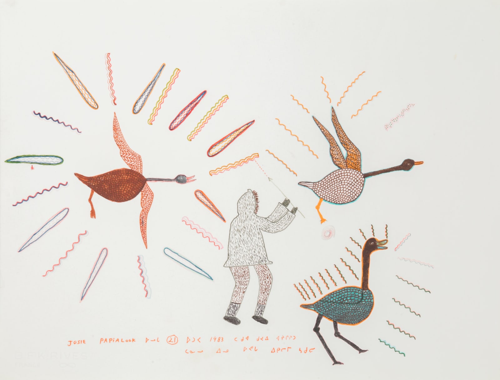 JOSIE PAMIUTU PAPIALUK (1918-1996) PUVIRNITUQ (POVUNGNITUK), Day 21 (Hunter Whistling at Geese), October 1981