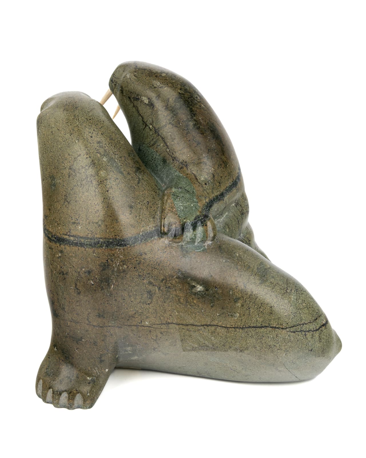 NOOTAULAK EEYEVADLUK (1942-) KIMMIRUT (LAKE HARBOUR), Embracing Walruses, 1977