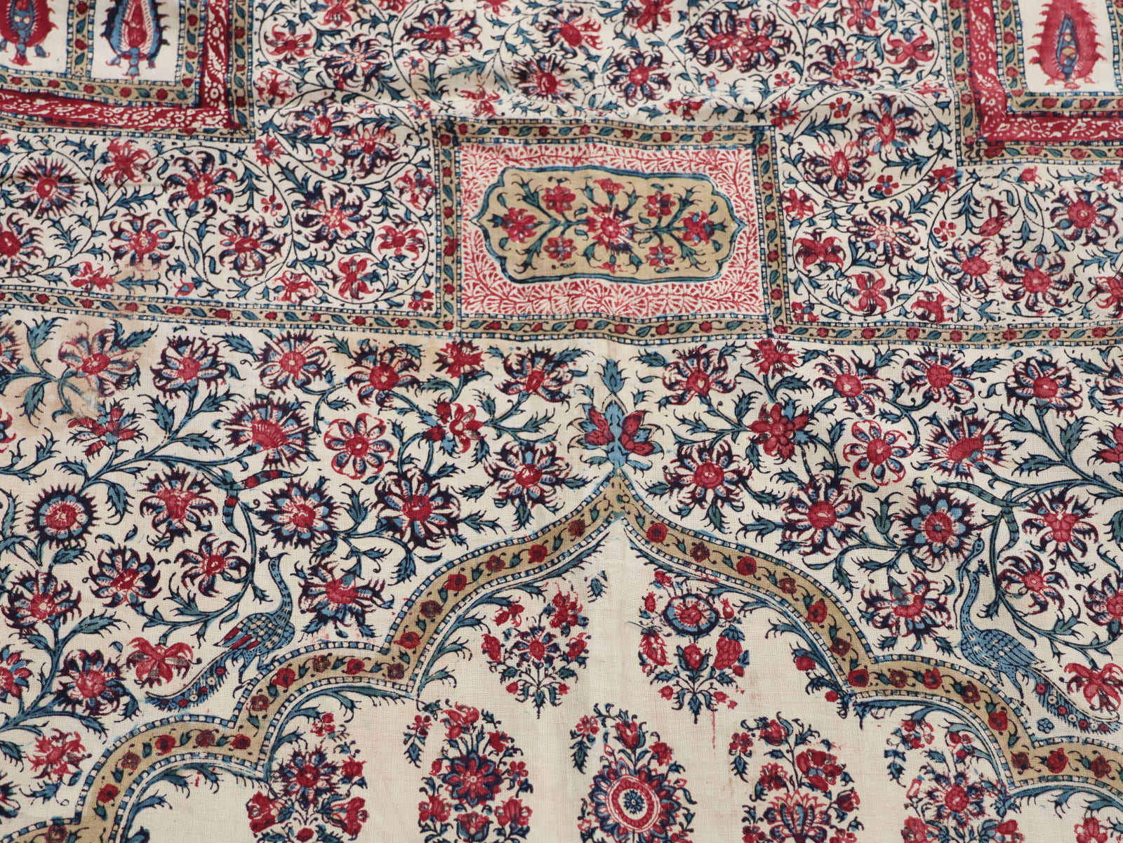 A kalamkari prayer cloth with a beautiful boteh central field