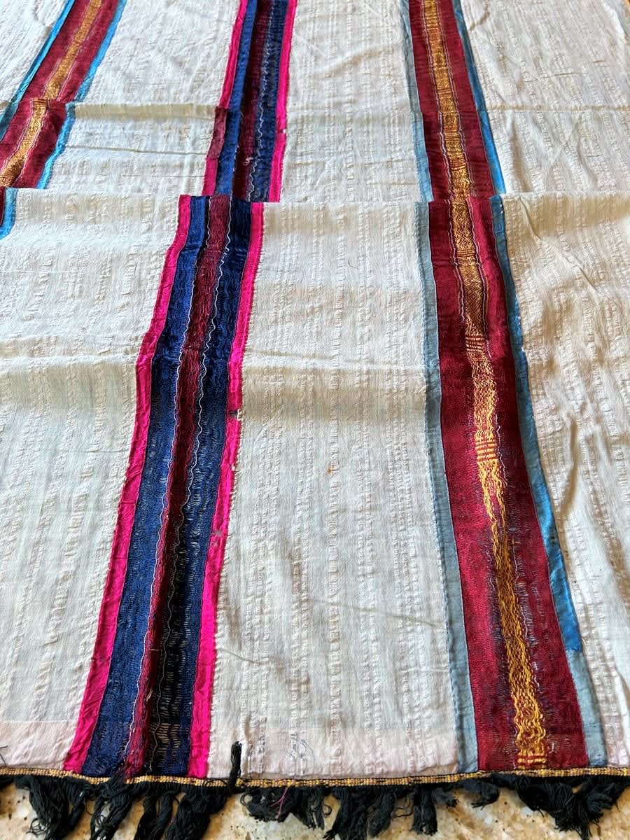 Wall Hanging In Shaped Silk Ribbons And Cotton Veil - Djerba Tunisia