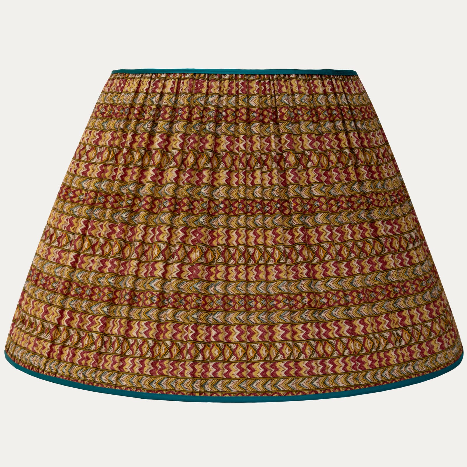 Aleta Fabrics Leila Stripe Lampshade with Contrast Peacock Silk Trim