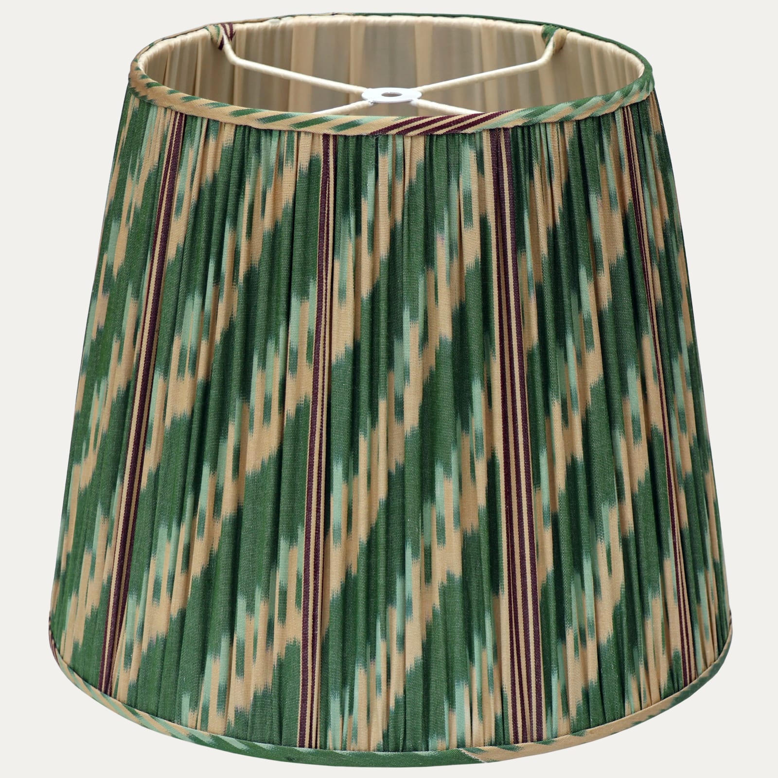 Robert Kime Green Chevron Ikat Hand-Sewn Lampshade With US Fitting