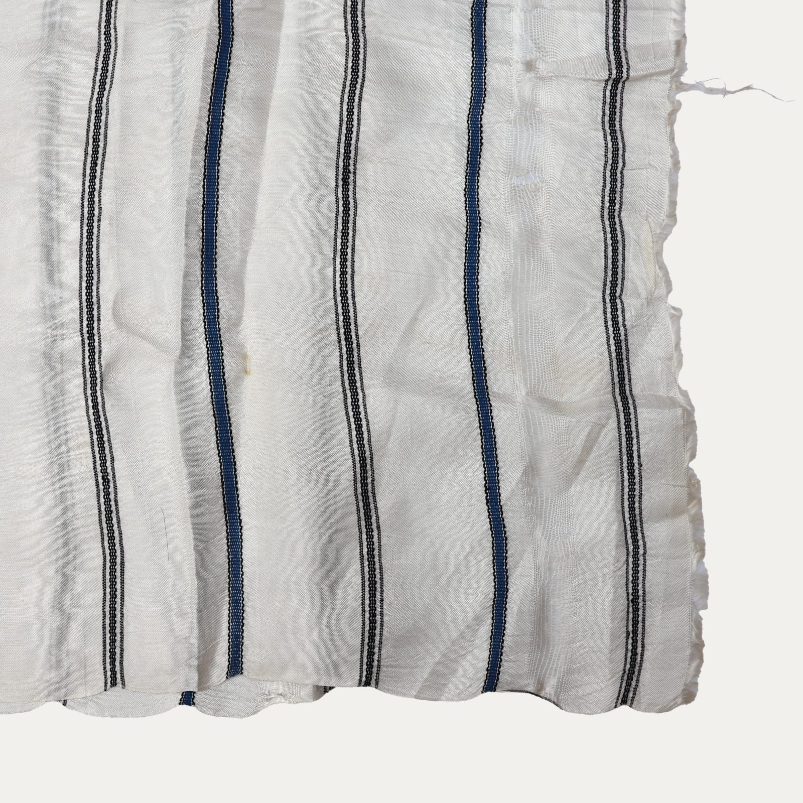 Vintage White and Blue Silk Shawl
