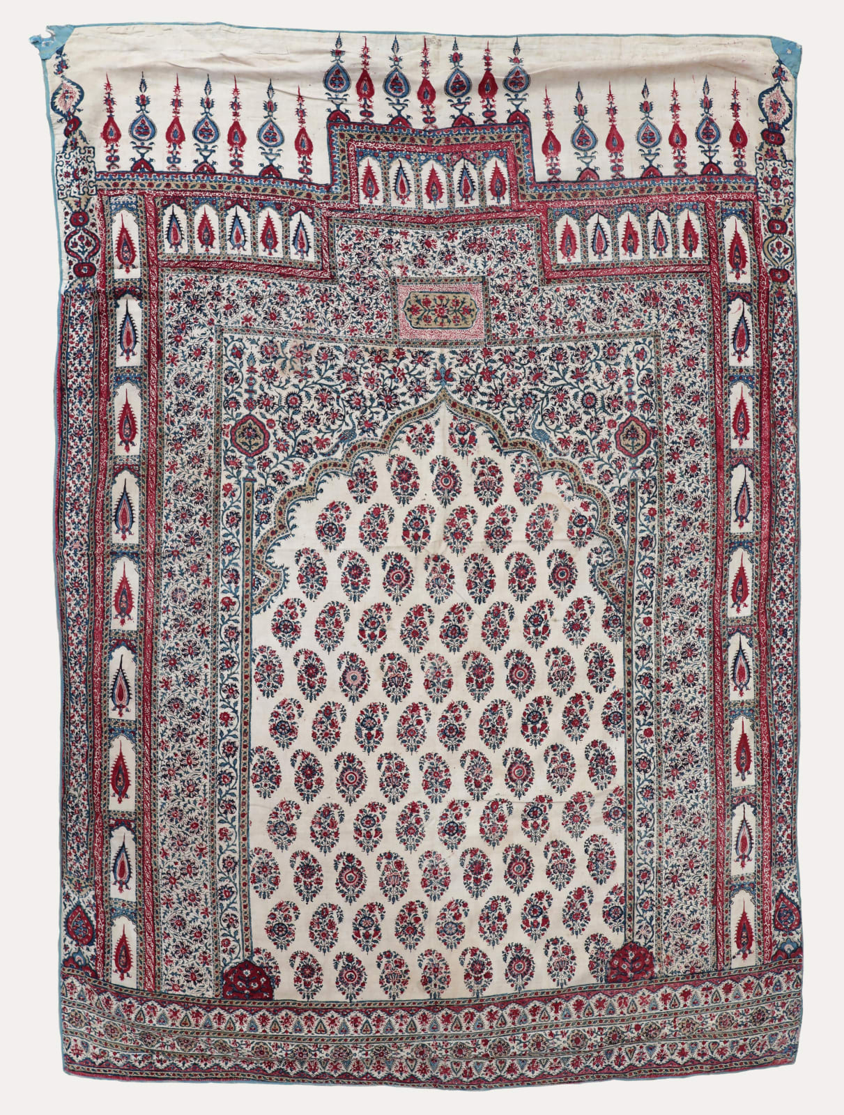 A kalamkari prayer cloth with a beautiful boteh central field