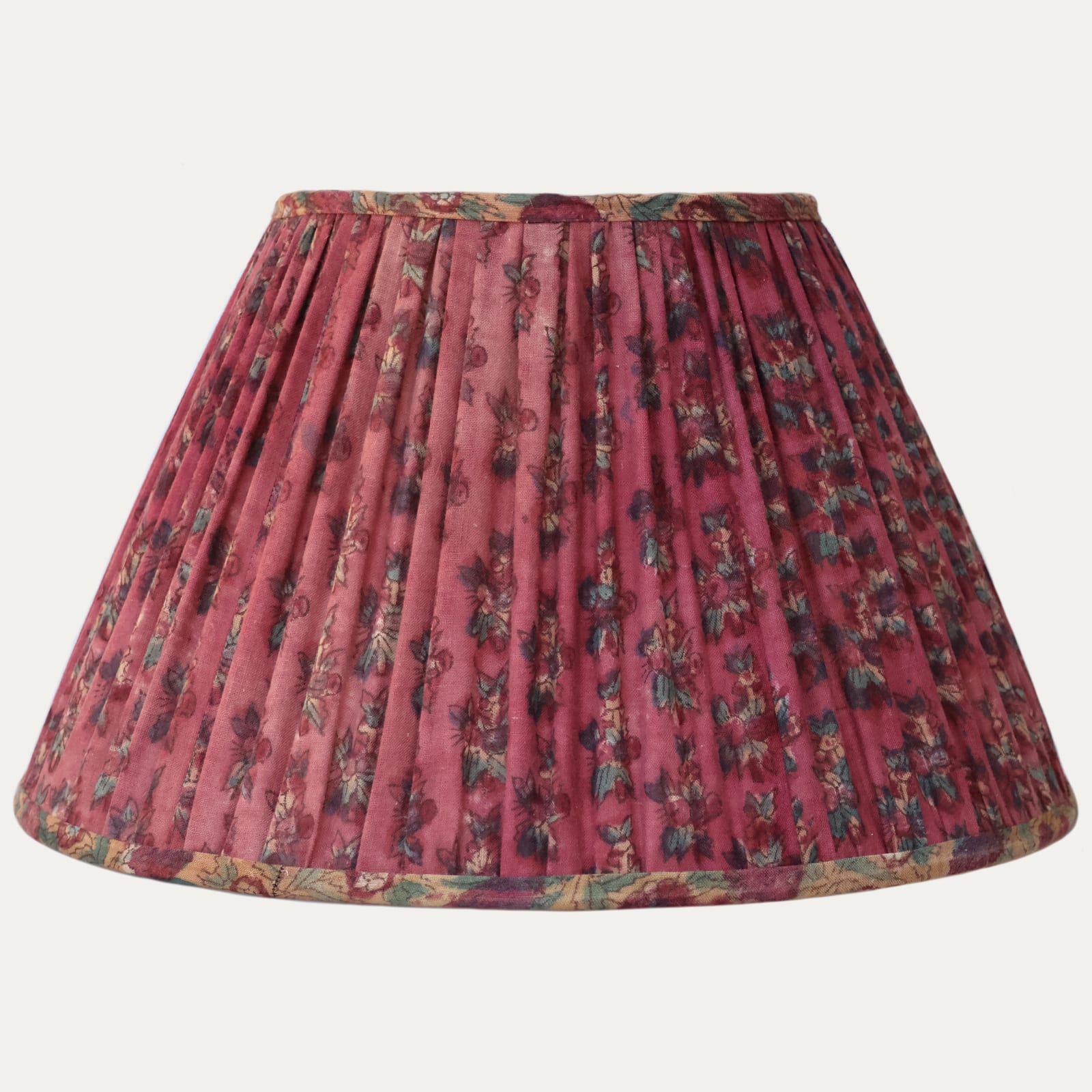 Antique Turkish Berry Colour Hand Block Printed Fabric Handsewn Lampshade