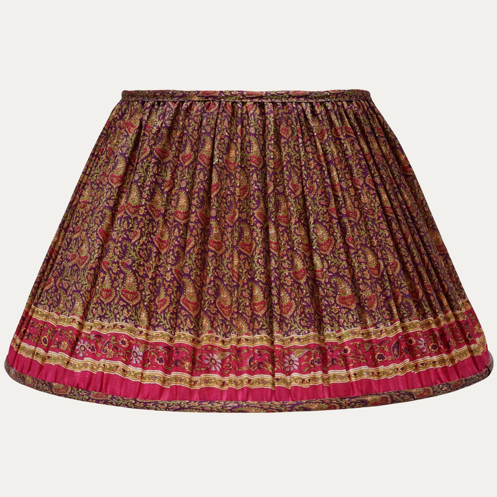 Floral and Paisley Vintage Pure Silk Sari Lampshade with Silk Lining