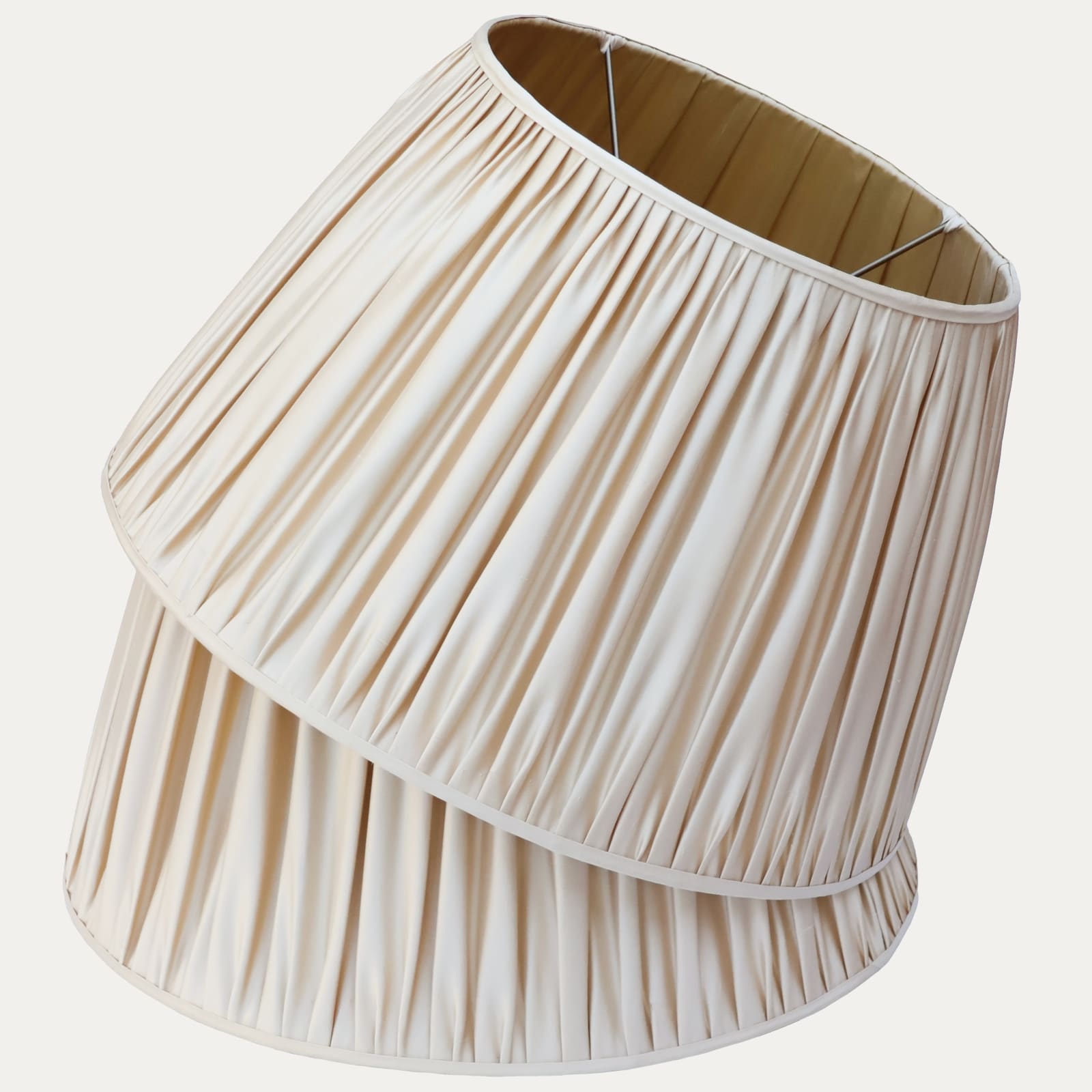 Colefax and Fowler Lucerne Dark Cream Silk Handsewn Gathered Lampshade