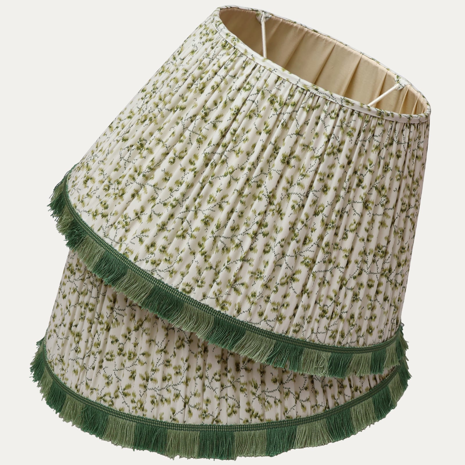 Claremont Ada Clover Handsewn Gathered Lampshade with Fringe Trim