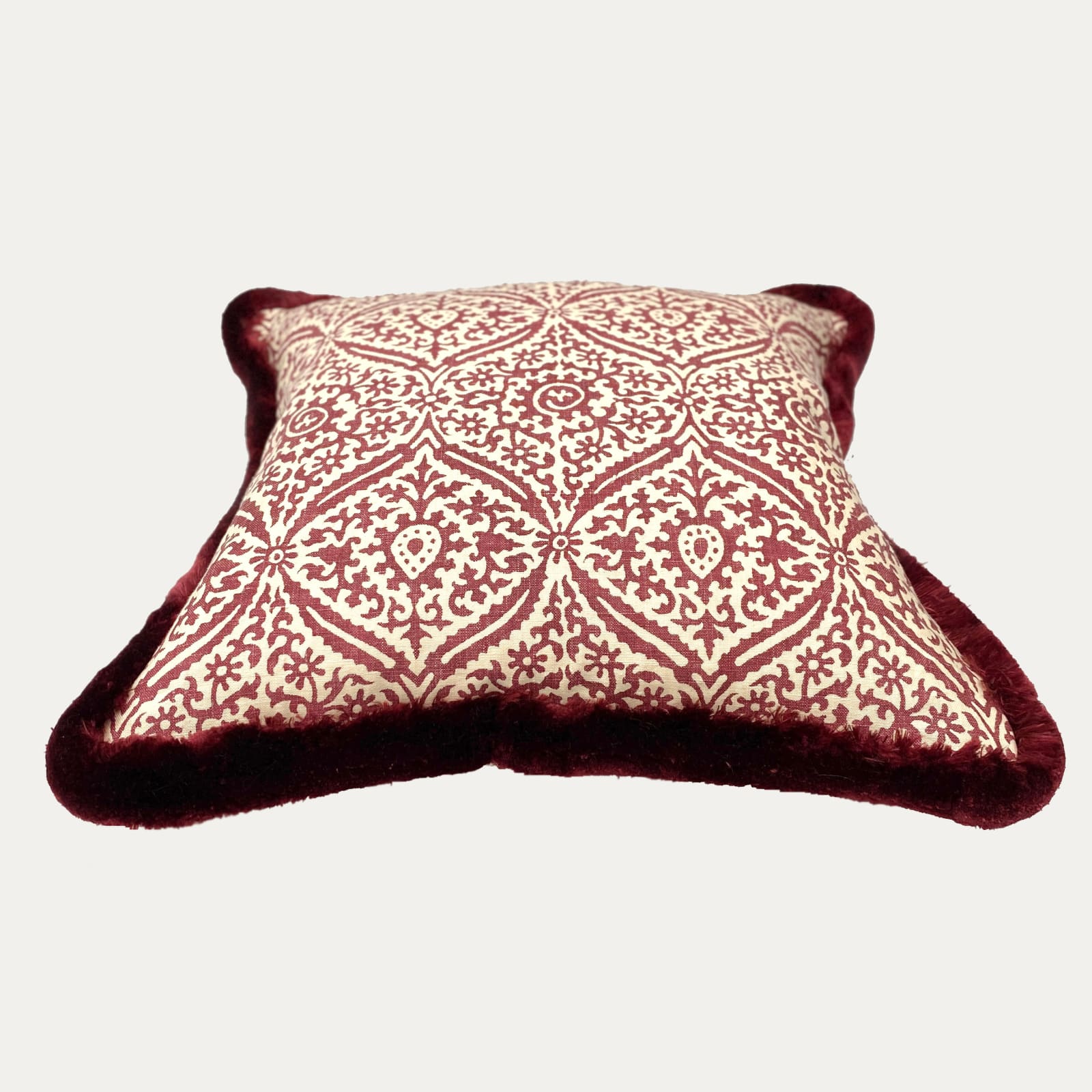 Namay Samay Jali Burgundy Decorative Cushion with Silk Trim