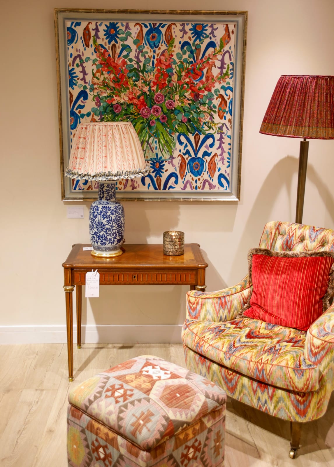 Howard Chairs Buttoned Drefus Armchair in Clarence House Talcy Document Velvet