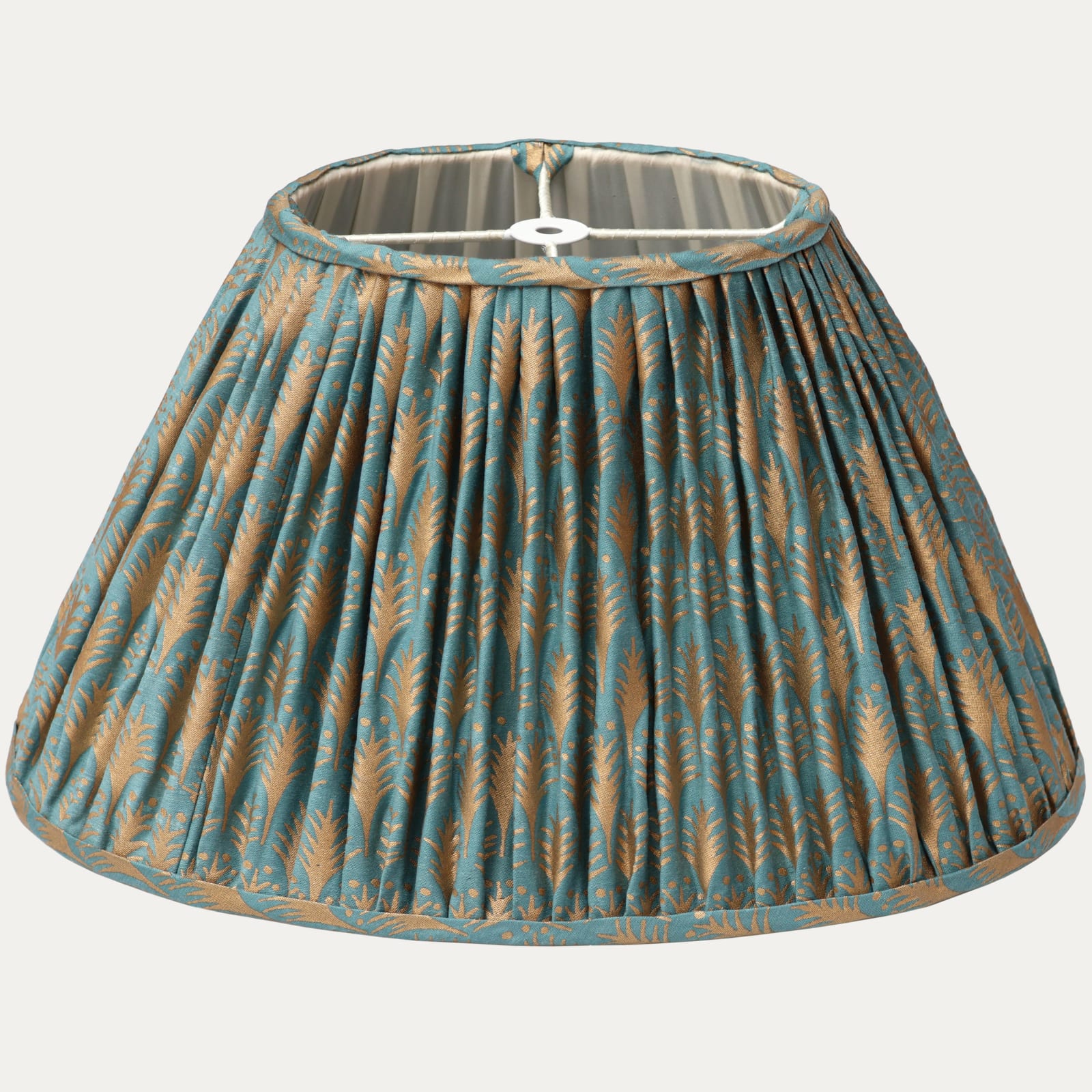 Fortuny Piumette Blue and Gold Handsewn Oval Lampshade