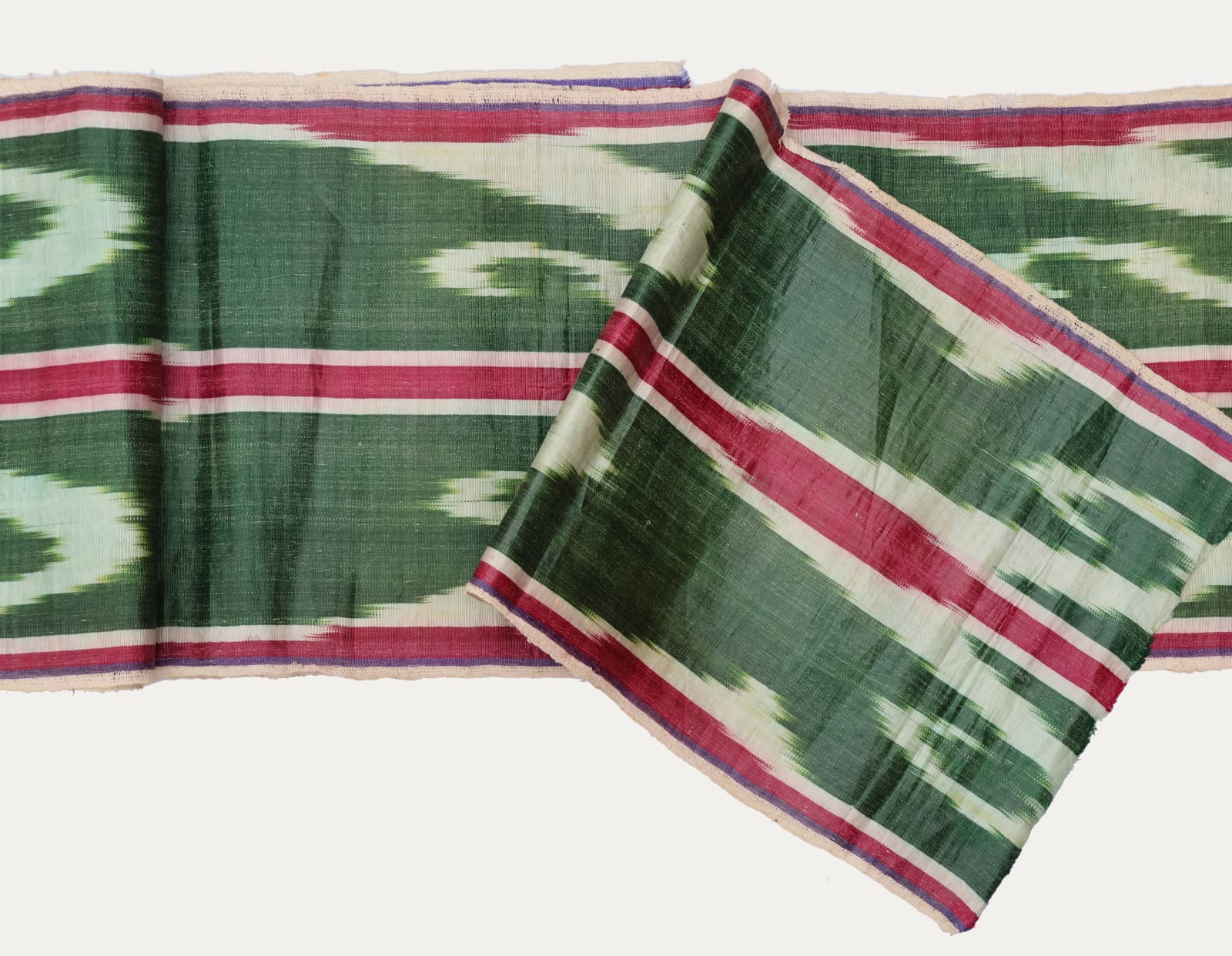 Uzbek Ikat Green & Pinky Red