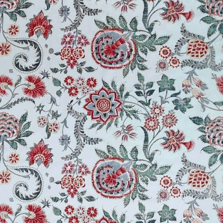 Percale Persan Fond: Bleu Motif: Multicolore