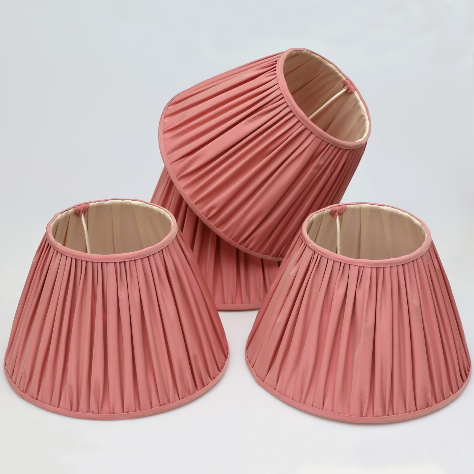 Dusty Pink Shot Silk Handsewn Gathered Lampshade