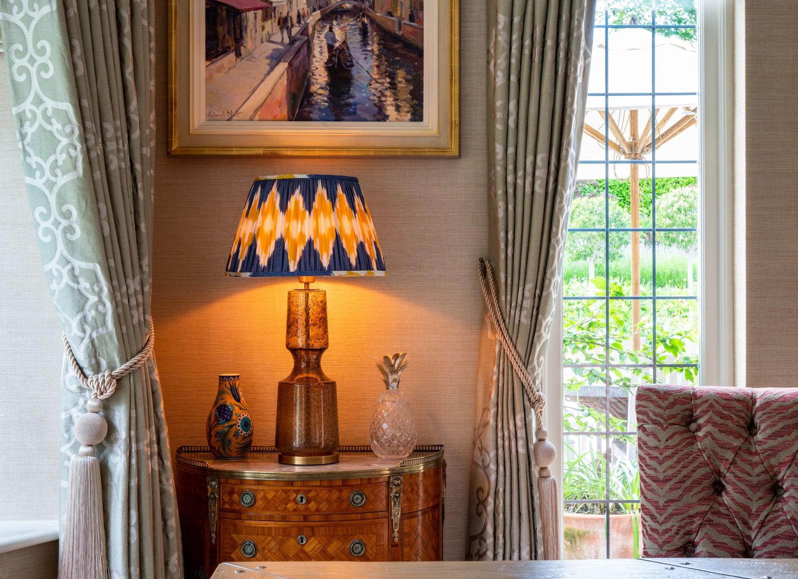 Stunning Ikat Blue & Yellow Lampshade