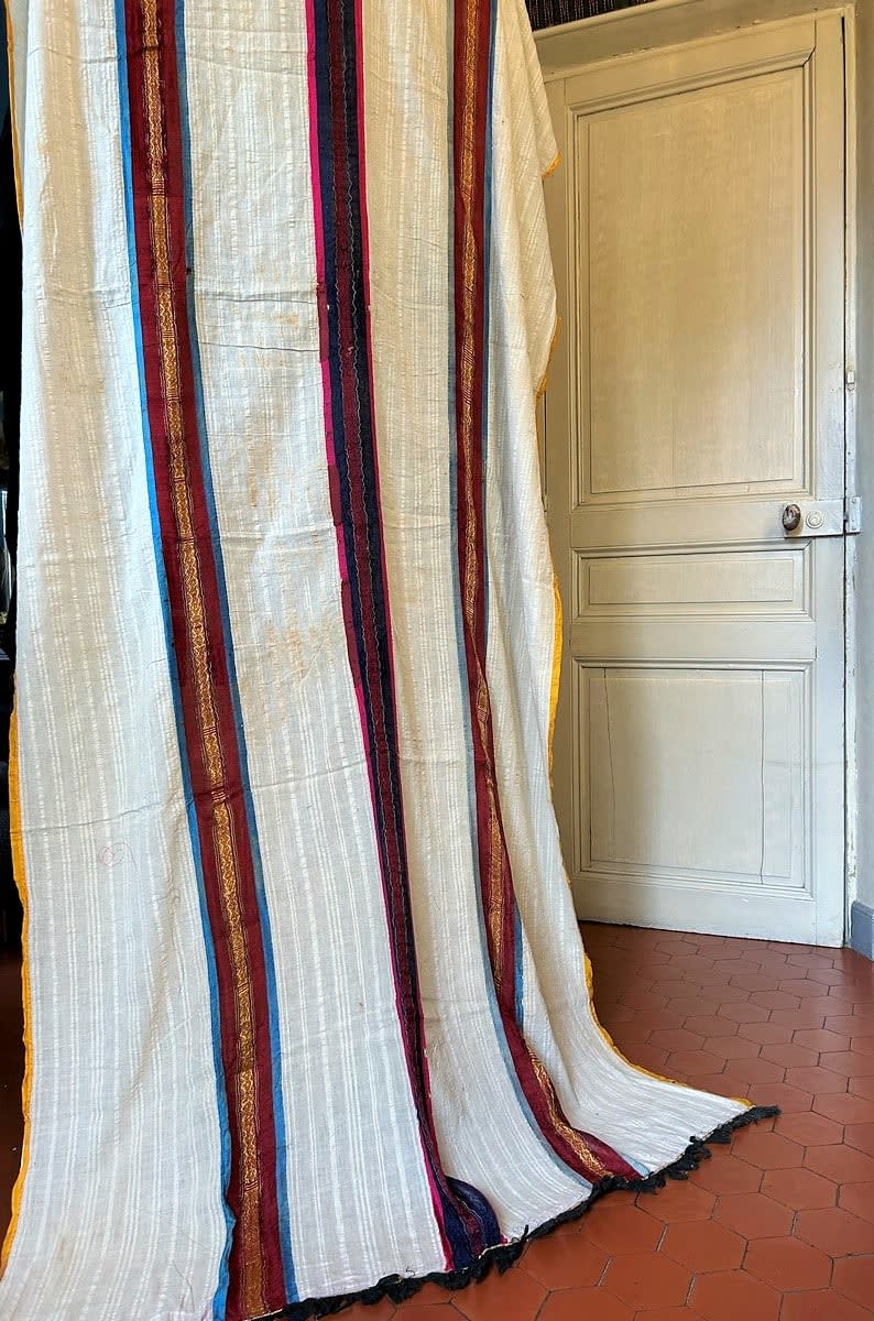 Wall Hanging In Shaped Silk Ribbons And Cotton Veil - Djerba Tunisia