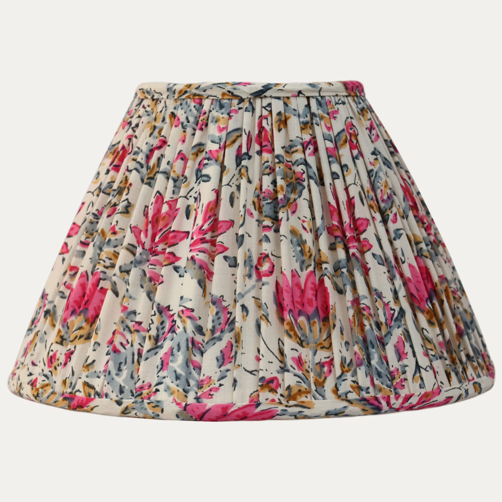 Pretty Cotton Indian Block Print Handsewn Gathered Lampshade