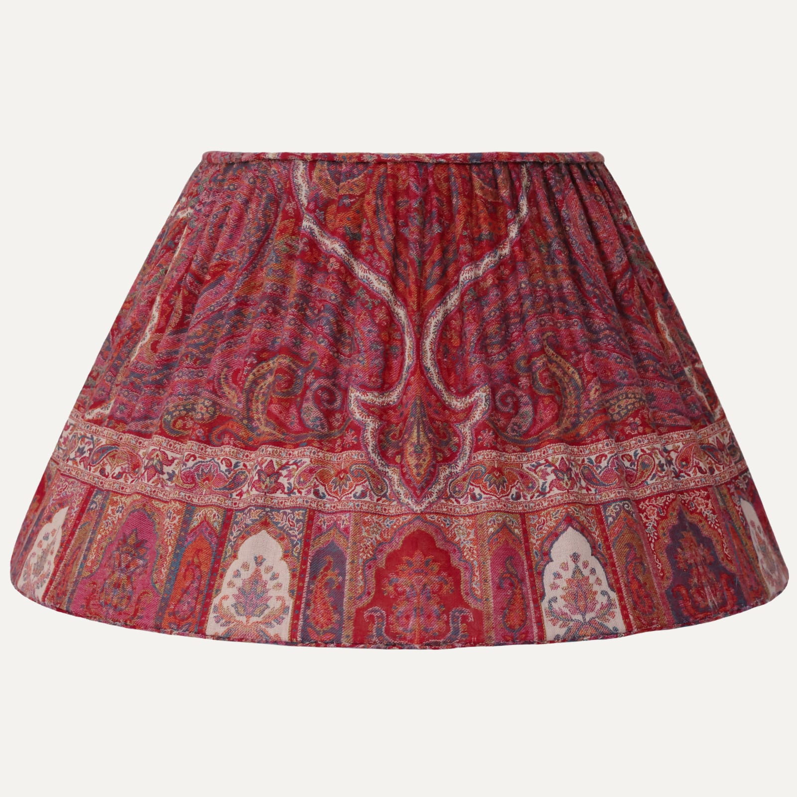 Vintage Kashmiri Shawl Handsewn Lampshade with Silk Lining