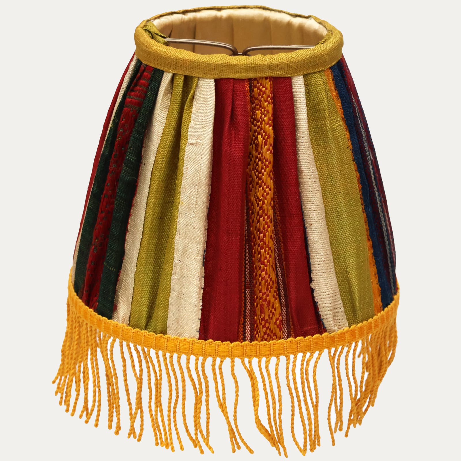 Antique Tunisian Futa Silk Candle Clip Lampshade with Tassel Trim