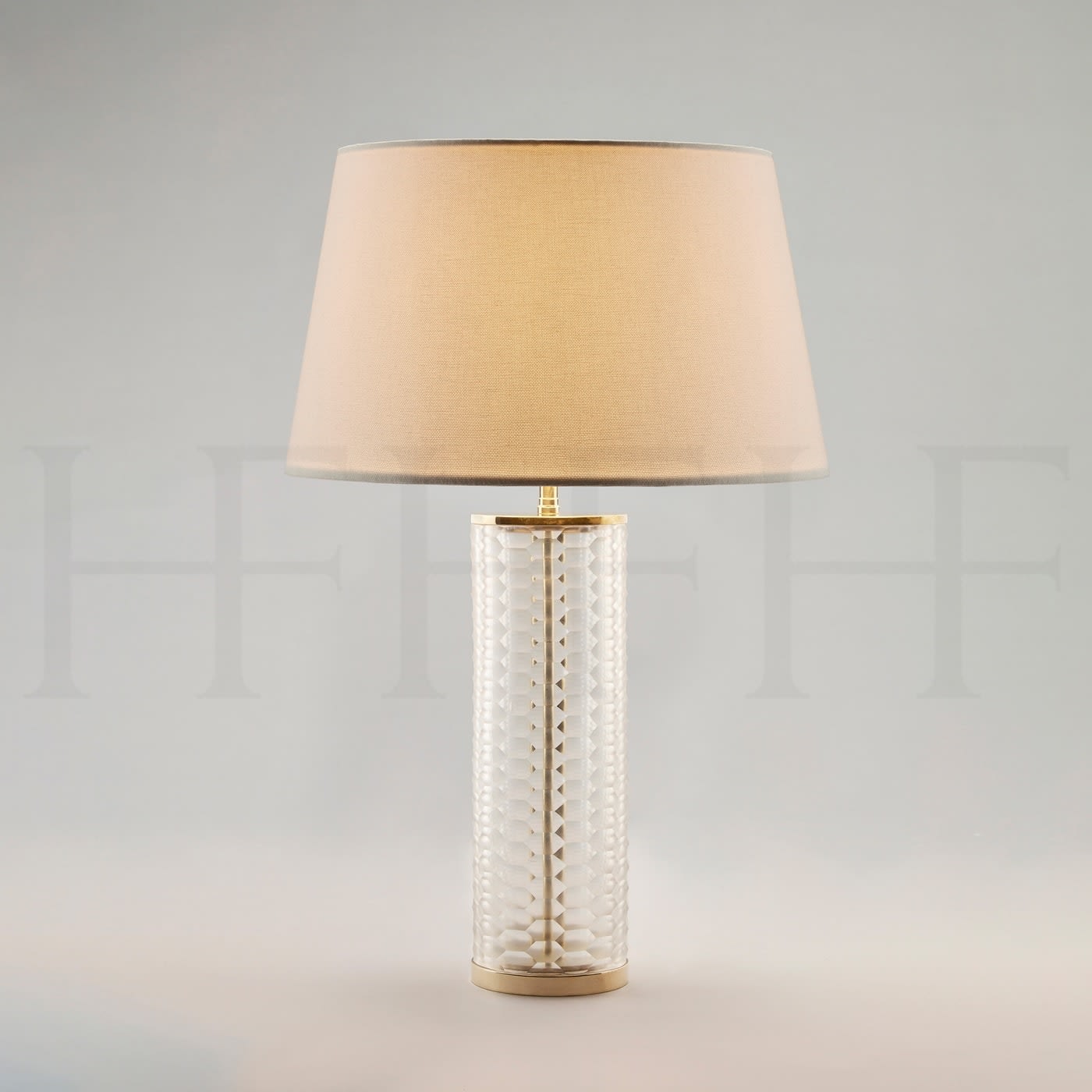 Clear Honeycomb Glass Table Lamp Antique Brass