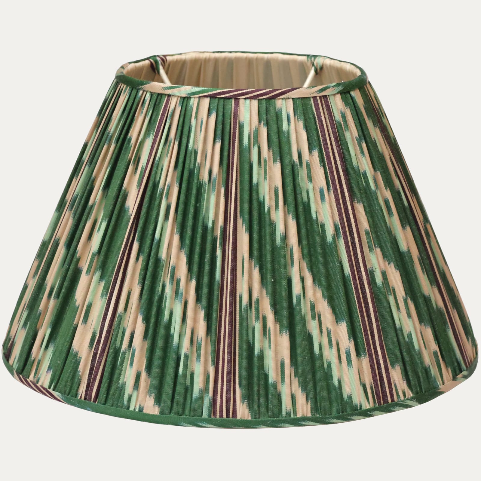 Robert Kime Green Chevron Ikat Empire Lampshade with Silk Lining