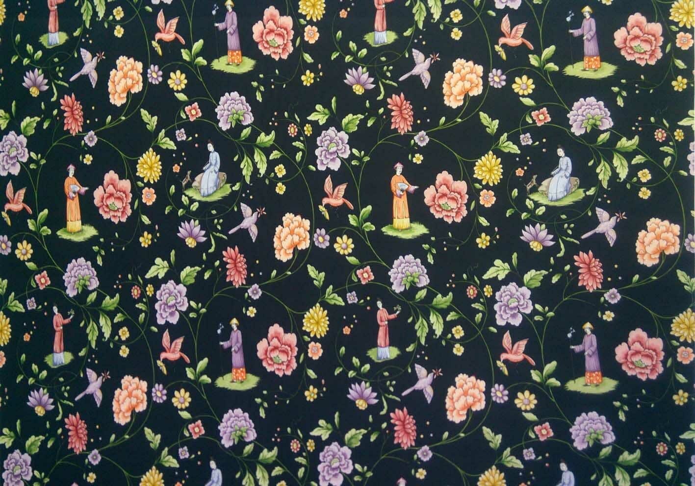 Oolong Poplin Black Multicolor