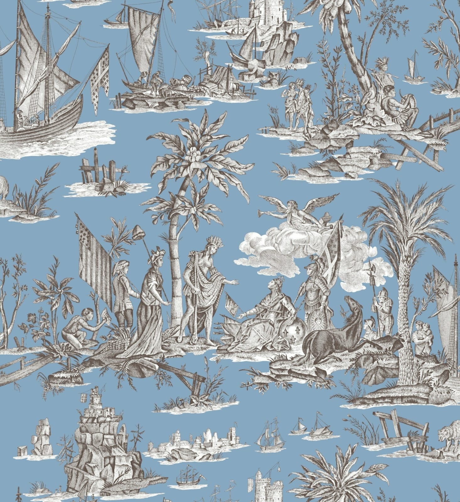 Charles Burger, Toile La Fayette Bleu Marron Bistre