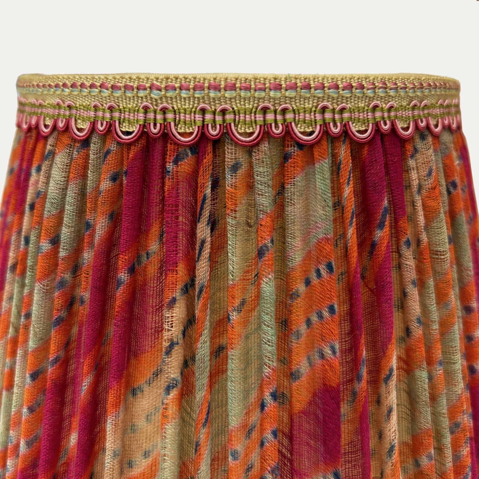 Vintage Indian Hand-dyed Leheriya Lampshade with Peta Smyth antique trim