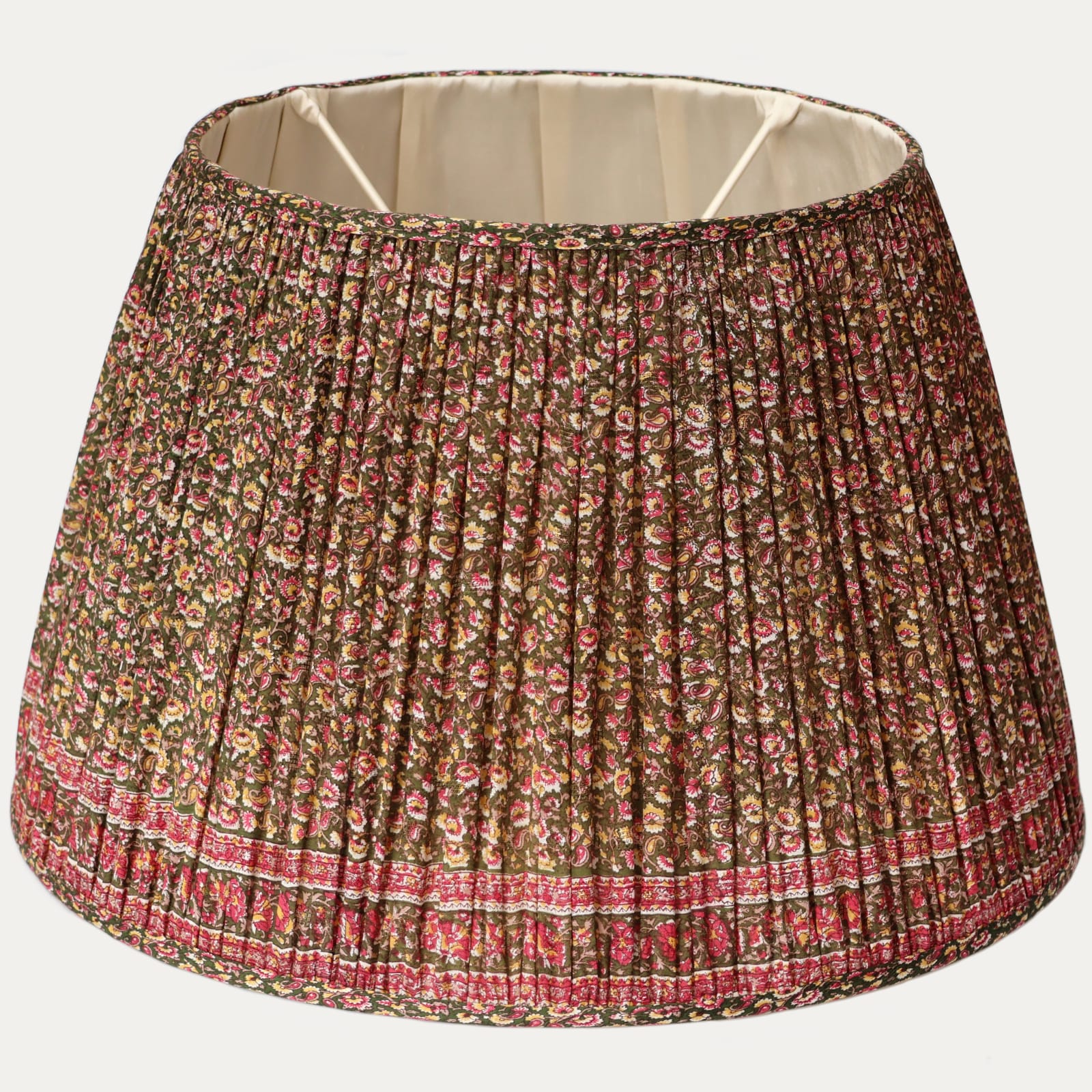 The Prettiest Dark Green and Plum Vintage Sari Handsewn Lampshade
