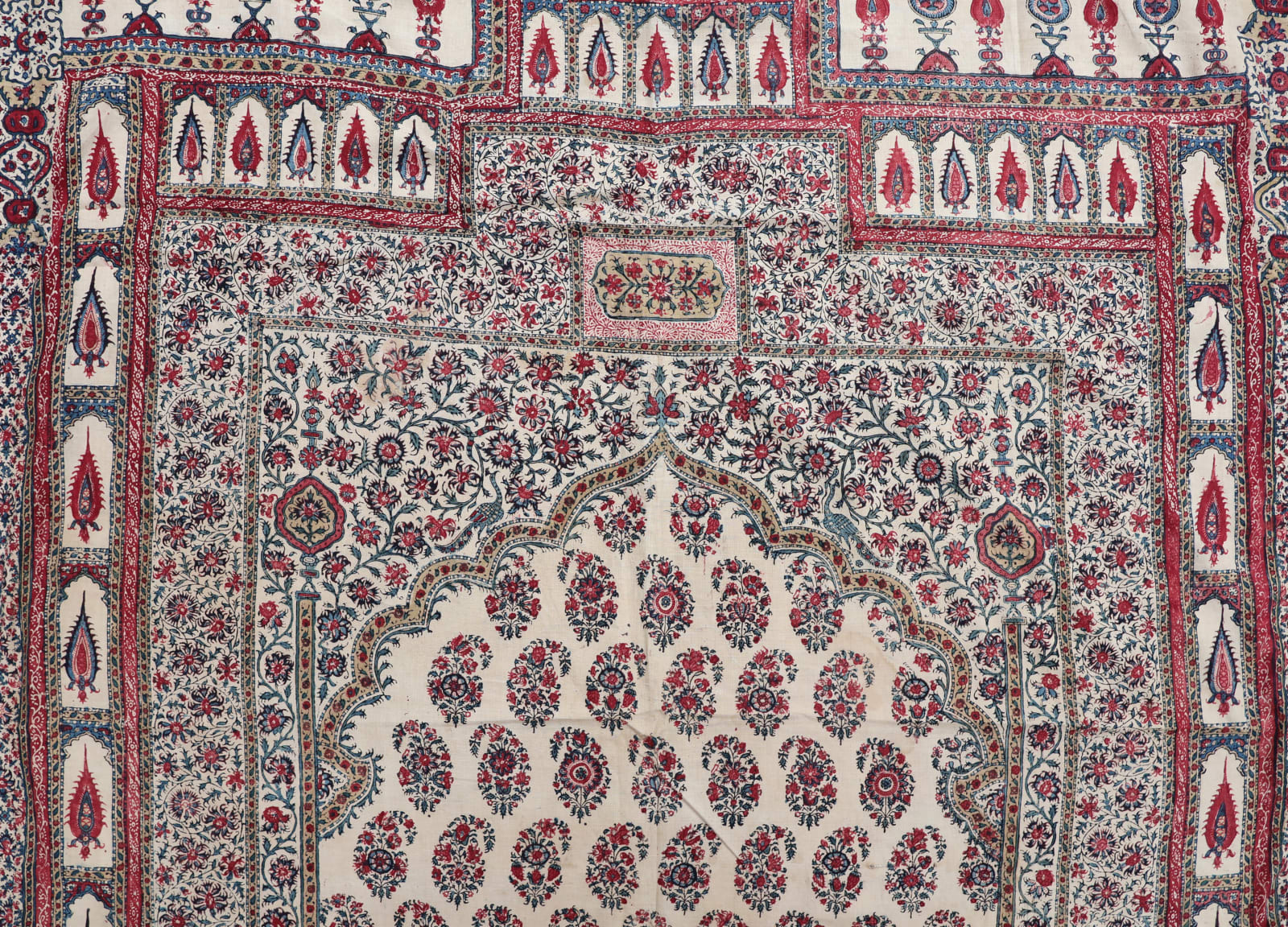 A kalamkari prayer cloth with a beautiful boteh central field