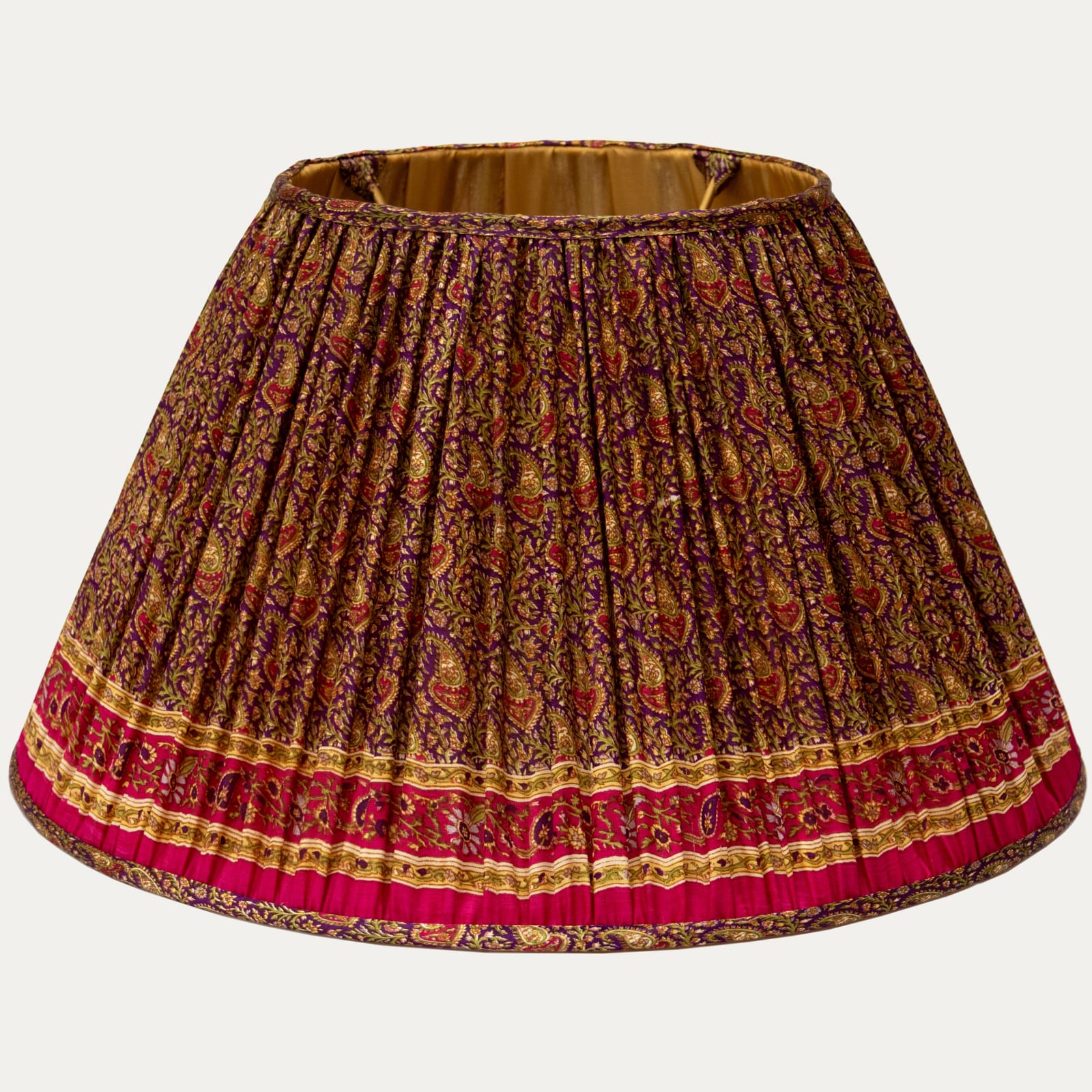Floral and Paisley Vintage Pure Silk Sari Lampshade with Silk Lining